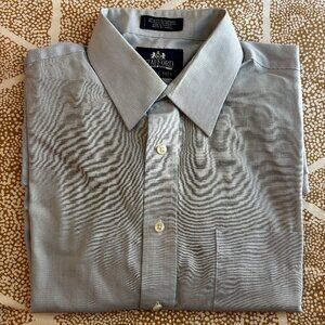 Men's Stafford Super Shirt Wrinkle Free Button Down Blue Pinstripe Size Large